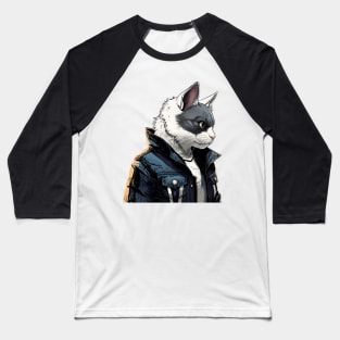 Tough Masked Cat Baseball T-Shirt